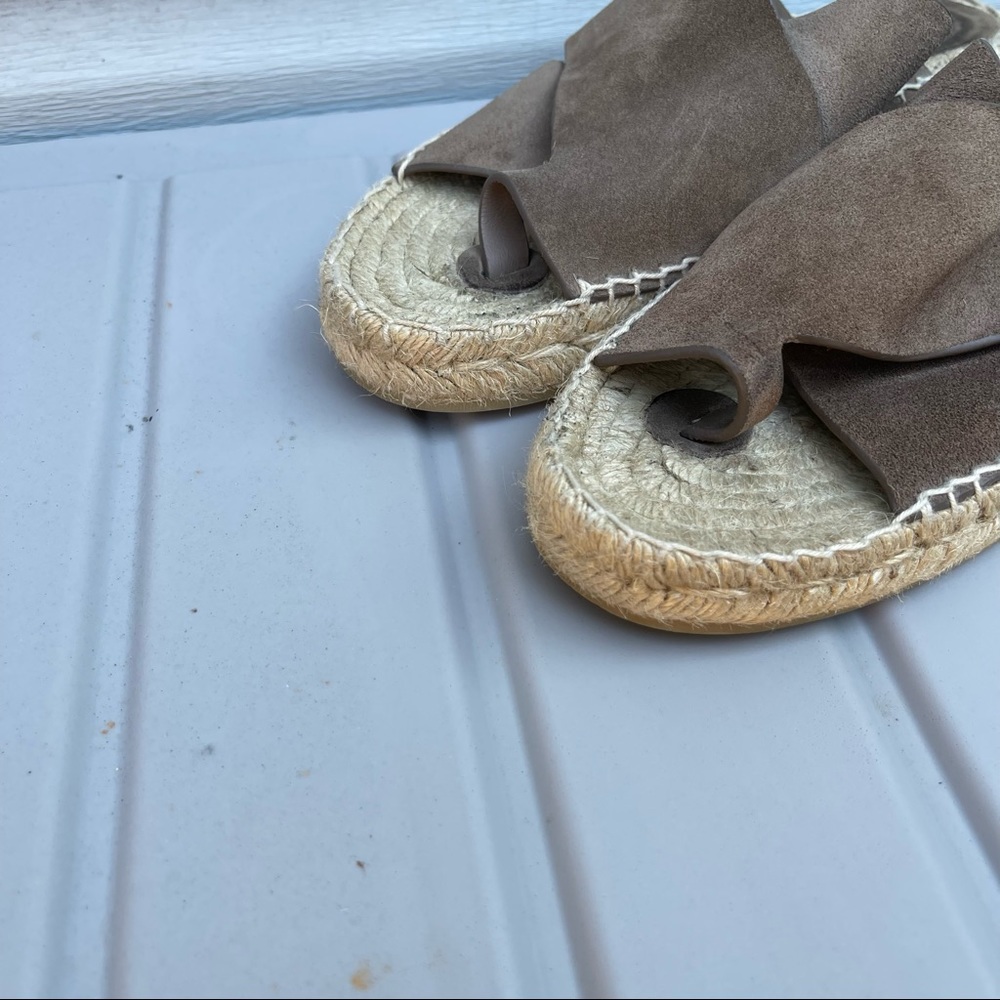 VINCE Carlita Suede Espadrille Slide Sandals Taupe Brown Color Size 10 Women’s - Picture 4 of 12